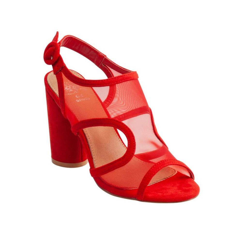G.C. SHOES Womens Red Mesh Cutouts Claire Round Toe Slingback Sandal 8 M